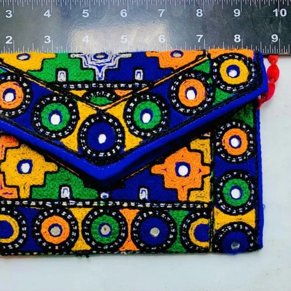 Handmade Multicolor Cross Bag, Ethnic Tribal Bag With Thread Work and Mirrors - Picture 7 of 7